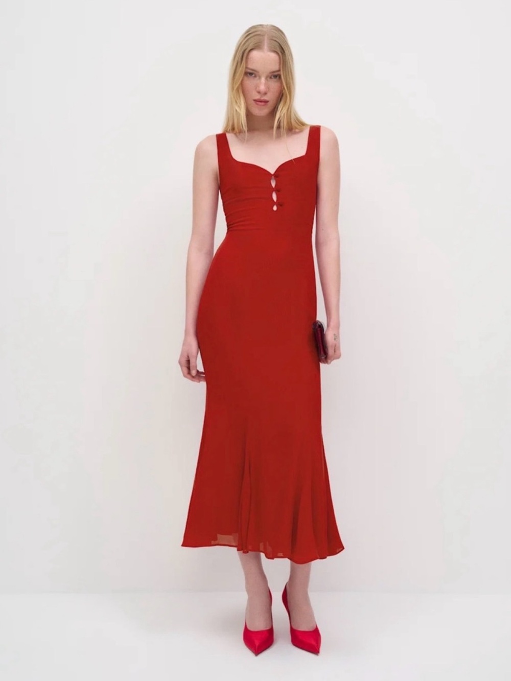 NWT Reformation Laine Dress in Red Sz 10